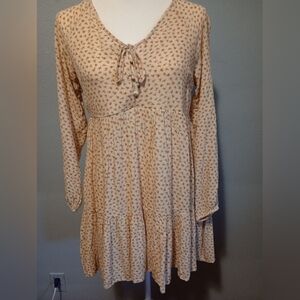 American Eagle Outfitters Boho Floral Print Long Sleeve Mini Dress